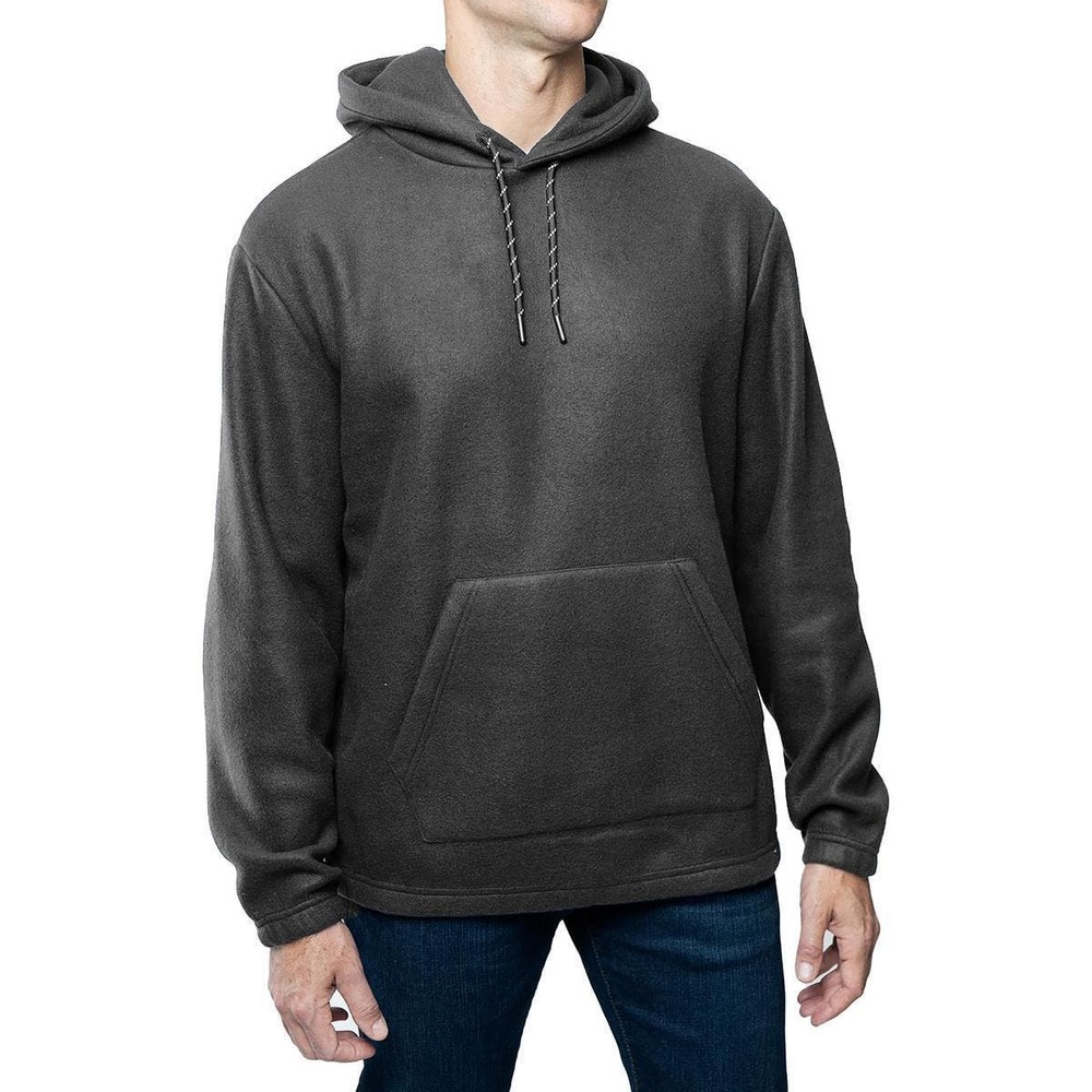 Lazer Lazer Men's Polar Fleece Pullover Hoodie in Deep Gray